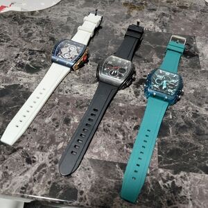 Elegant Trio Watch Set - White, Black, Teal